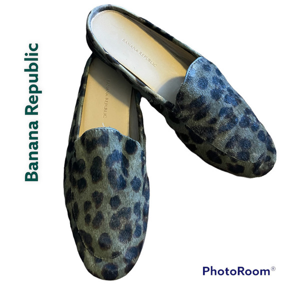 Banana Republic Calf Hair SlidesCheetahPrint Slip on Size 7.5 - Picture 1 of 9